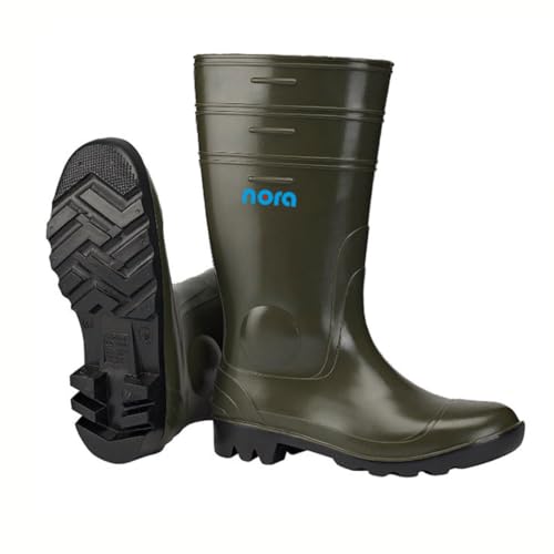 Scheibler Workwear – PVC Sicherheitsstiefel S5 mit Stahlkappe & Knöchelschutz – Sicherheitsschuhe rutschfest & wasserdicht – verfügbar in den Größen 40 (Oliv) von Scheibler
