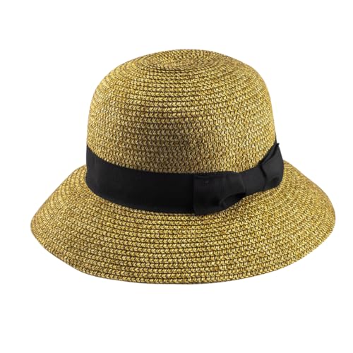 Scheibler Workwear – Sommerhut Anna Damen – klassischer Strohhut – Sonnenhut für Sommer & Urlaub – verfügbar in den Größen 55-57 (Schwarz/Beige) von Scheibler