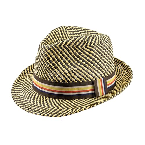 Scheibler Workwear – Strohhut Franz Herren – klassischer Trilby Hut aus Stroh – Sonnenhut für den Sommer – verfügbar in den Größen 55-59 (Schwarz/Beige) von Scheibler
