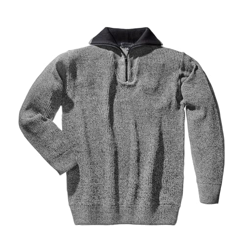 Scheibler Workwear – Troyer Pullover Norderney für Herren – Seemannspullover mit hochschließendem Kragen & Reißverschluss – verfügbar in den Größen S-XXXL (Schwarz/Weiß) von Scheibler