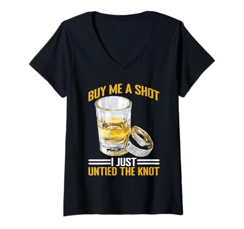 Damen Buy Me A Shot I Just Untied The Knot Scheidungspartei - T-Shirt mit V-Ausschnitt Damen Buy Me A Shot I Just Untied The Knot Scheidungspartei - T-Shirt mit V-Ausschnitt von Scheidung Ehe Single Party