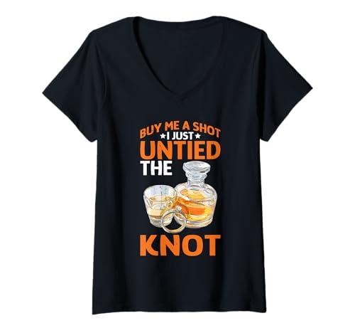Damen Buy Me A Shot I Just Untied The Knot Scheidungspartei - T-Shirt mit V-Ausschnitt Damen Buy Me A Shot I Just Untied The Knot Scheidungspartei - T-Shirt mit V-Ausschnitt von Scheidung Ehe Single Party