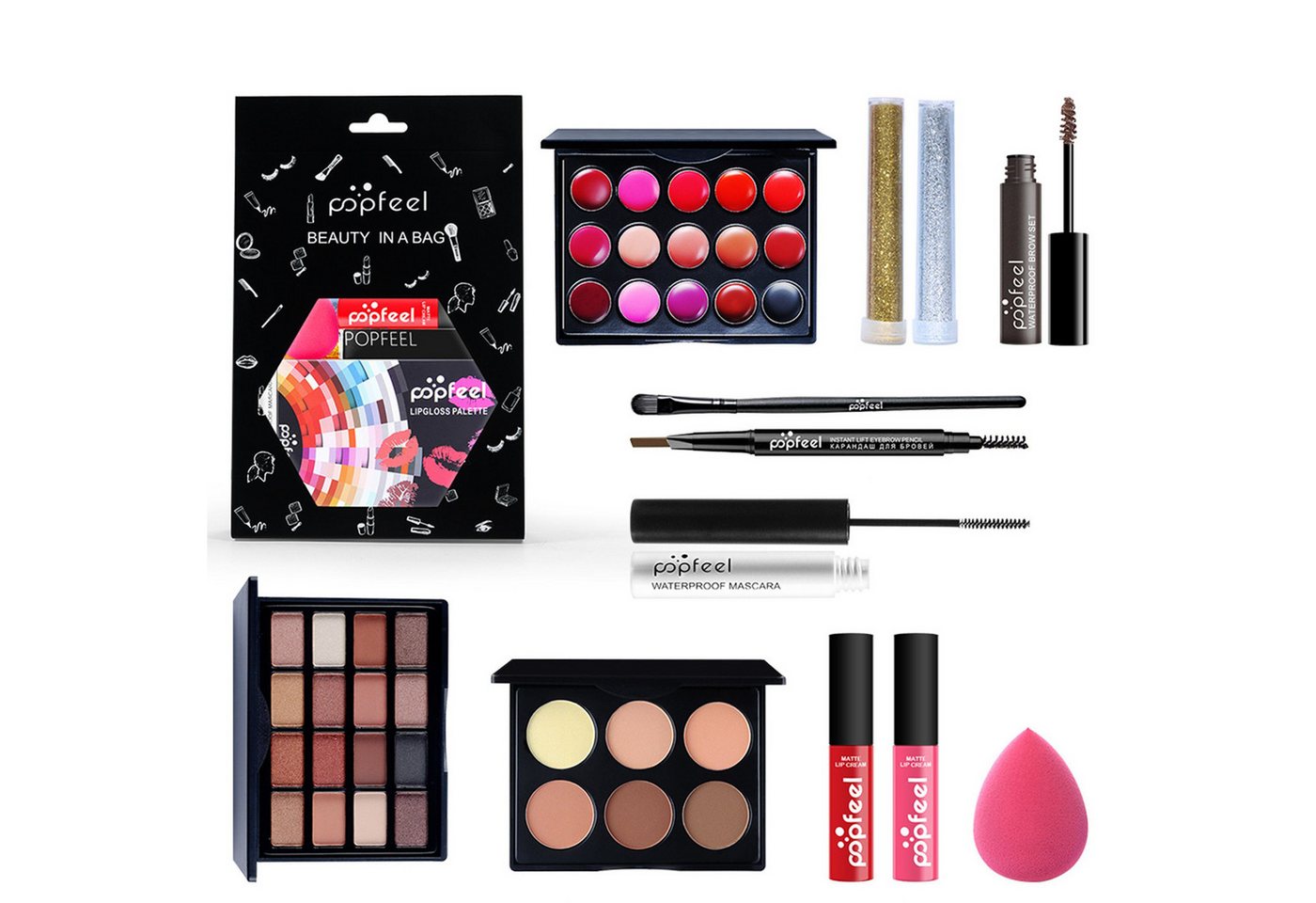 Scheiffy Schmink-Set Kosmetika,Schminke,Lippenstifte, Lidschatten,12 Stück, für Make-up-Experten und Make-up-Anfänger von Scheiffy