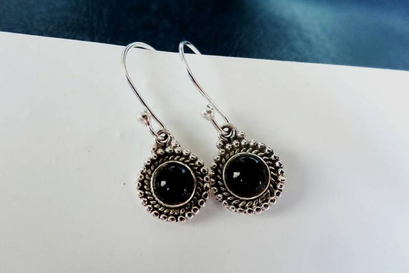 Silberohrring Pünktchen Onyx von ScheinerSchmuck