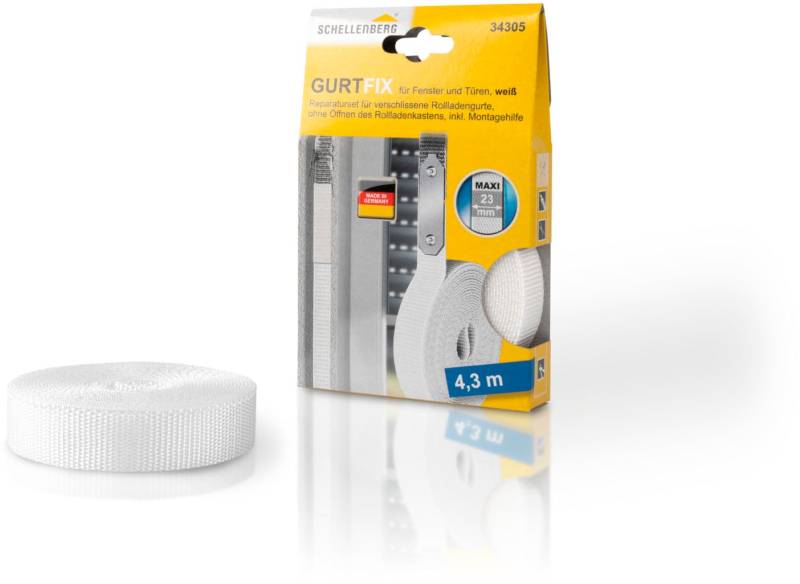 SCHELLENBERG Reparatur-Set "Rollladen Gurtfix für das Rollladensystem Maxi" Set, 1 Stk. tlg. für alte Gurtbänder in unterschiedlichen Farben, 23 mm x 4,3 m von Schellenberg