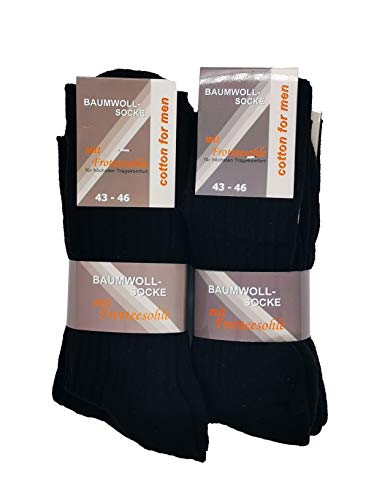 Arbeitssocken 100% Baumwollsocken mit Frotteesohle 8 Paar geeignet für Arbeitsschuhe feine Naht Herrensocken schwarz oder grau (DE/NL/SE/PL, Numerisch, 39, 46, Regular, Regular, Schwarz) von Schenk