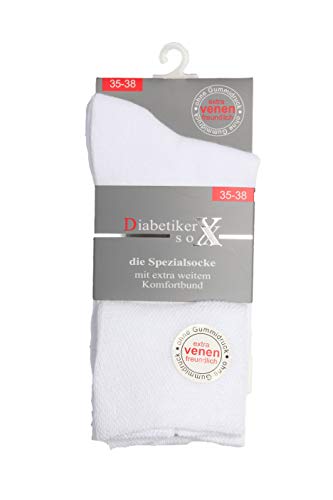 Diabetiker Socken ohne Gummi extra venenfreundlich ohne Naht 97% Baumwolle 6 Paar Damensocken Weiß 39-42 Damen von Schenk