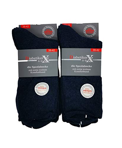 Diabetiker Socken ohne Gummi extra venenfreundlich ohne Naht 97% Baumwolle 6 Paar Damensocken Blau 35-38 von Schenk