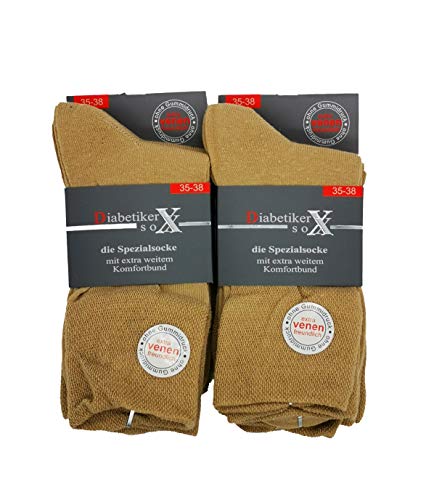 Diabetiker Socken ohne Gummi extra venenfreundlich ohne Naht 97% Baumwolle 6 Paar Herrensocken Beige 39-42 Herren von Schenk