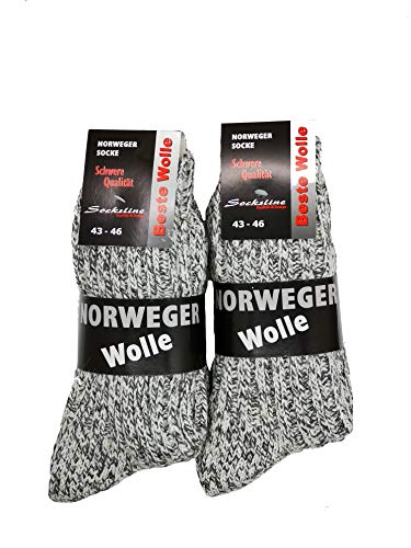 Dicker warmer Norweger Socken Herren 50% Wolle 6 Paar wärmend Norwegersocken Grau 39-42 von Schenk