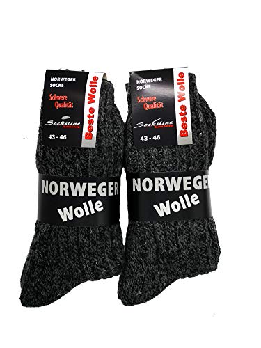 Dicker warmer Norweger Socken Herren 50% Wolle 6 Paar wärmend Norwegersocken Schwarz 39-42 von Schenk