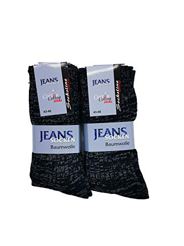 Jeans Socken 100% Baumwolle 8 Paar Herren & Damen Jeanssocken atmungsaktiv (Marine-Melange, 35-38) von Schenk