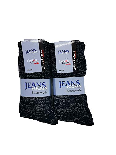 Jeans Socken 100% Baumwolle 8 Paar Herren & Damen Jeanssocken atmungsaktiv (Marine-Melange, 47-49) von Schenk