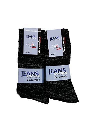Jeans Socken 100% Baumwolle 8 Paar Herren & Damen Jeanssocken atmungsaktiv (Schwarz-Melange, 35-38) von Schenk