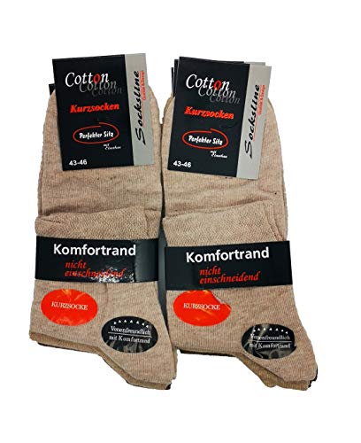 Kurzschaftsocken ohne Gummi und ohne Naht venenfreundlich 6 Paar Herren 95% Baumwolle Socken kurzer Schaft Beige-Mix 39-42 Kurz Socken von Schenk