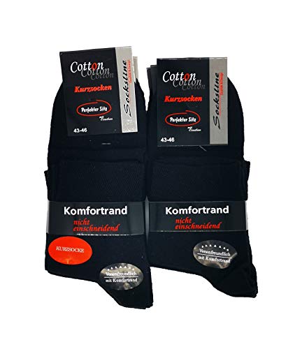 Kurzschaftsocken ohne Gummi und ohne Naht venenfreundlich 6 Paar Herren 95% Baumwolle Socken kurzer Schaft Schwarz 39-42 Kurz Socken von Schenk