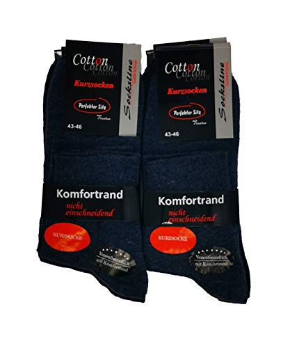 Kurzschaftsocken ohne Gummi und ohne Naht venenfreundlich 6 Paar Herren 95% Baumwolle Socken kurzer Schaft Blau 43-46 Kurz Socken von Schenk