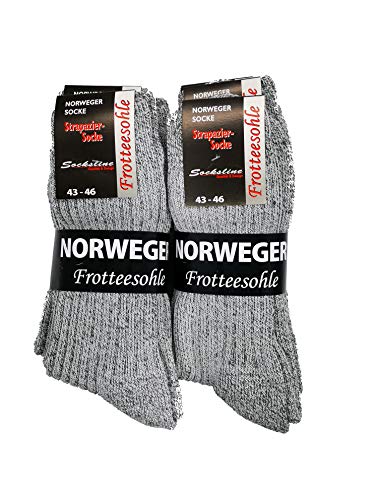 Norweger Socken mit Frotteesohle Herren 72% Wolle 10 Paar wärmend und ideal für Arbeitsschuhe und Sicherheitsschuhe Norwegersocken Grau 43-46 von Schenk