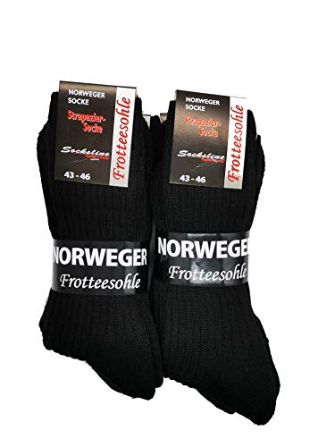 Norweger Socken mit Frotteesohle Herren 72% Wolle 10 Paar wärmend und ideal für Arbeitsschuhe und Sicherheitsschuhe Norwegersocken Schwarz 43-46 von Schenk