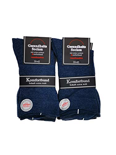 Schenk Gesundheitssocken mit extra weitem Bund venenfreundlich nicht einschneidend ohne Naht 6 Paar Herrensocken 80% Baumwolle Blau-Mix 43-46 von Schenk