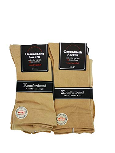 Schenk Gesundheitssocken mit extra weitem Bund venenfreundlich nicht einschneidend ohne Naht 6 Paar Herrensocken 80% Baumwolle Beige-Mix 39-42 Herren von Schenk