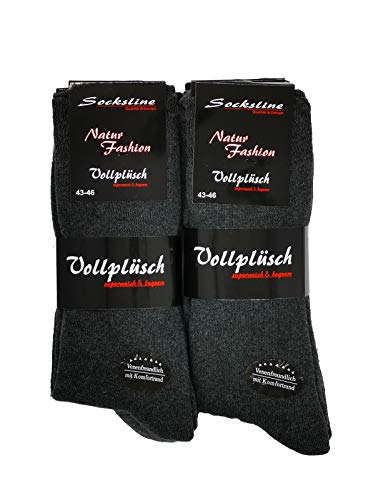 Vollplüsch Socken warm und flauschig venenfreundlich ohne Naht ohne Gummi Herrensocken 85% Baumwolle 6 Paar Plüsch 43-46 von Schenk