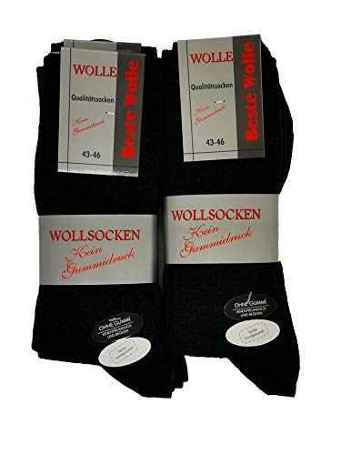 Wollsocken ohne Gummi Herren 60% Wolle 30% Viskose 10% Polyamid 8 Paar Spitze handgekettelt 39-42 von Schenk