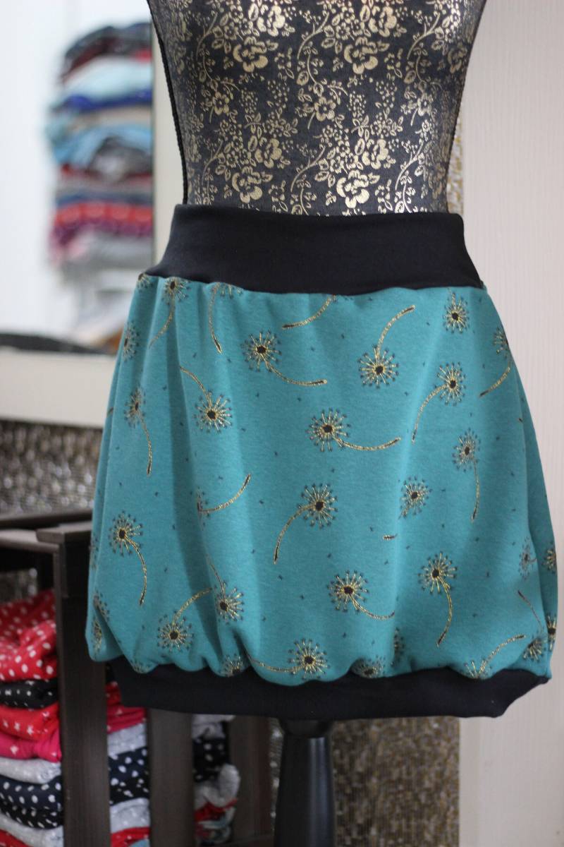 Ballonrock, Größe 34 - 58 Und Nach Maß, Aus Alpenfleece in Petrol Mit Pusteblumen von SchenkenoderBehalten