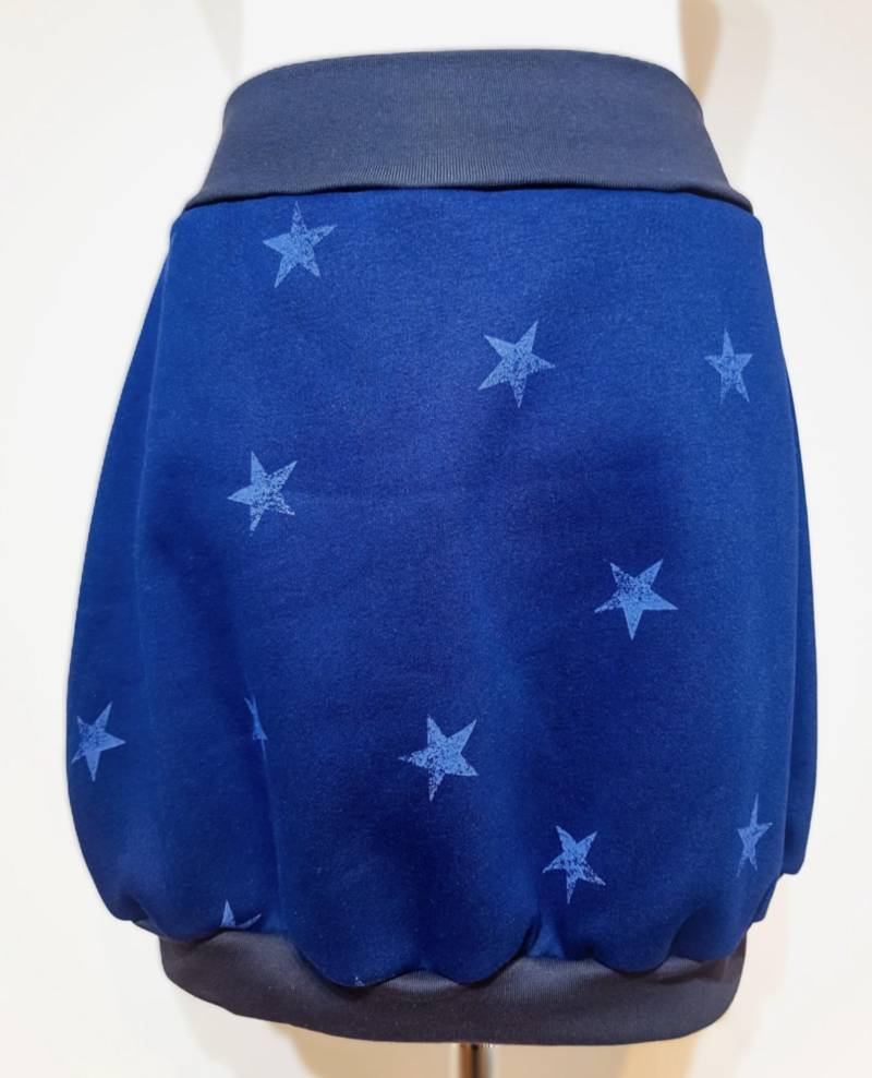 Ballonrock, Größe 34 - 58 Und Nach Maß, Aus Sweat in Blau Mit Sternen von SchenkenoderBehalten