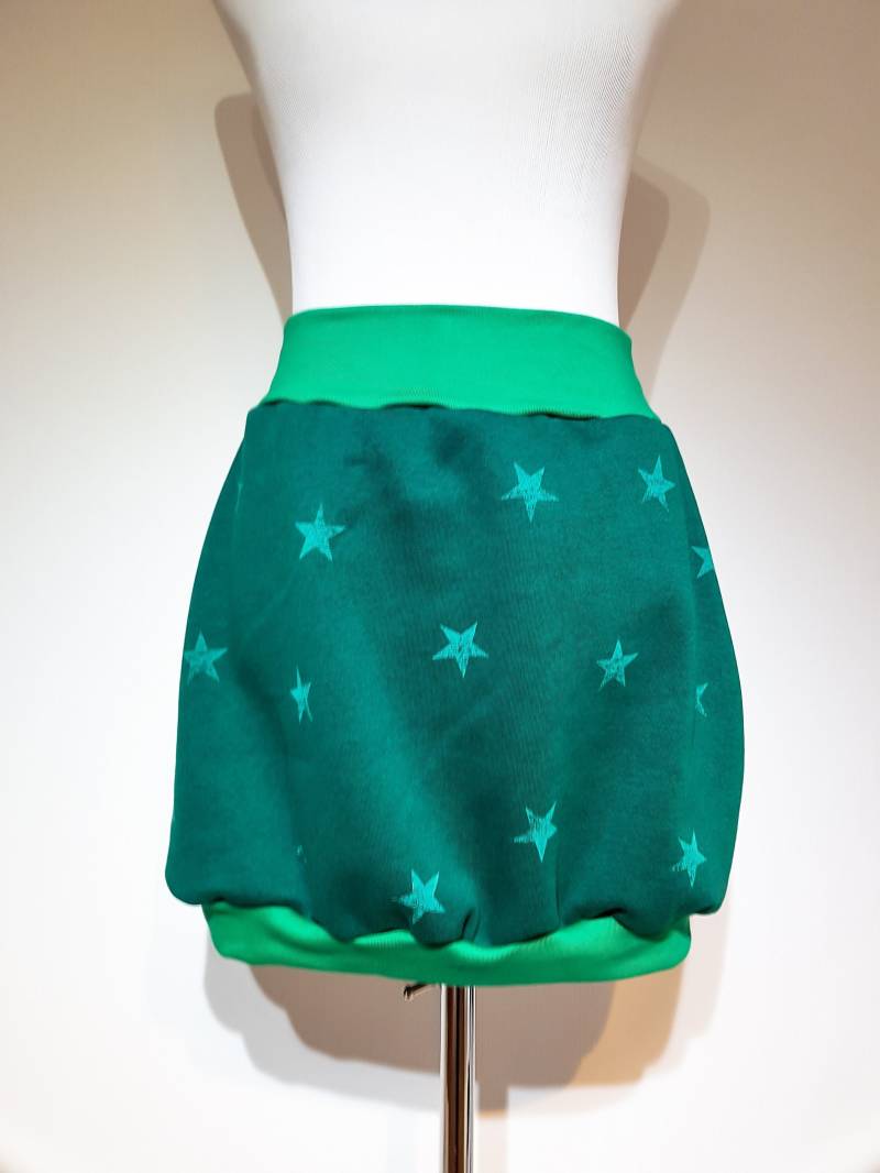 Ballonrock, Größe 34 - 58 Und Nach Maß, Aus Sweat in Grün Mit Sternen von SchenkenoderBehalten