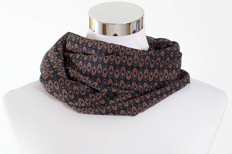 Loop Schal Aus Chiffon in Schwarz Und Braun von SchenkenoderBehalten