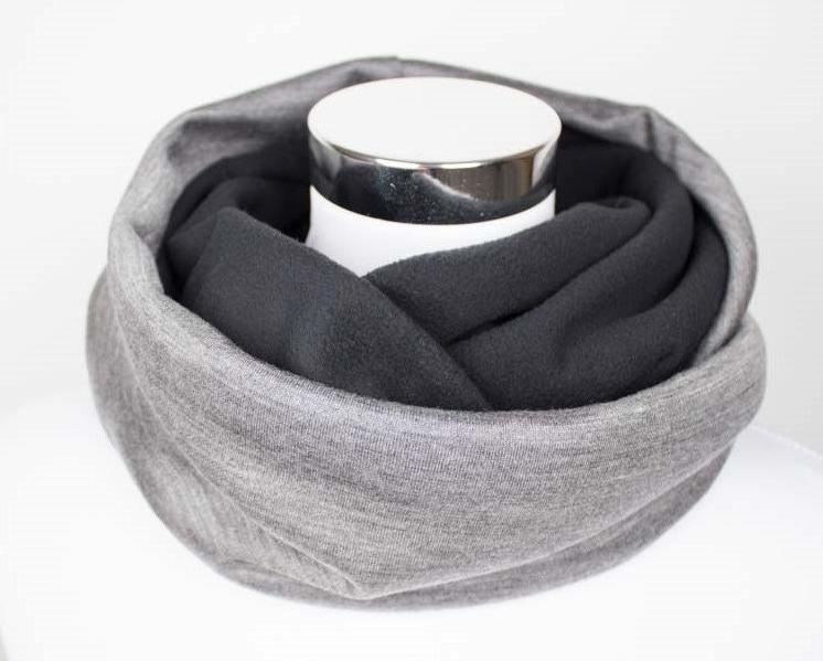 Loop Schal Aus Jersey Und Fleece in Schwarz Grau Uni von SchenkenoderBehalten