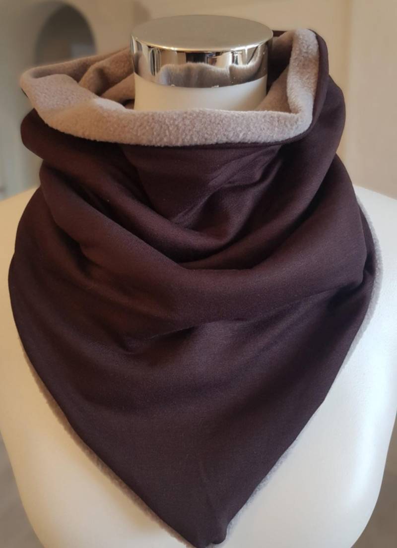 Schlupfschal Aus Fleece Und Baumwolljersey in Rotbraun von SchenkenoderBehalten