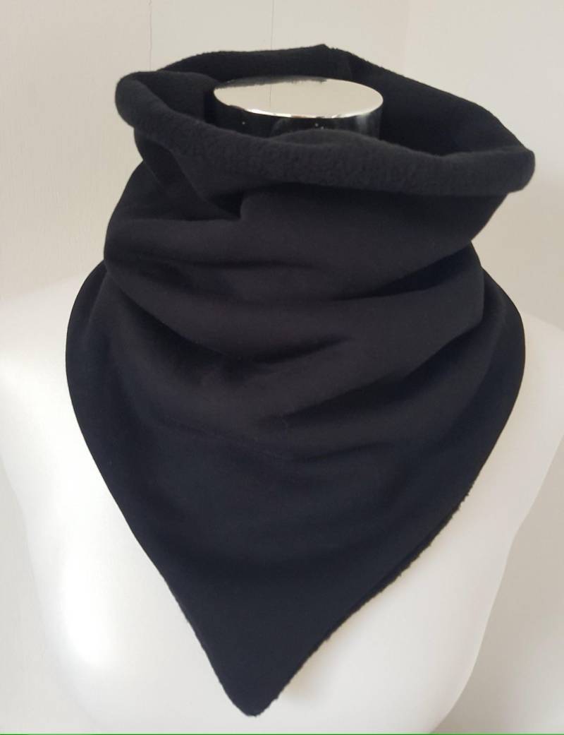 Schlupfschal Aus Fleece Und Baumwolljersey in Schwarz Uni von SchenkenoderBehalten