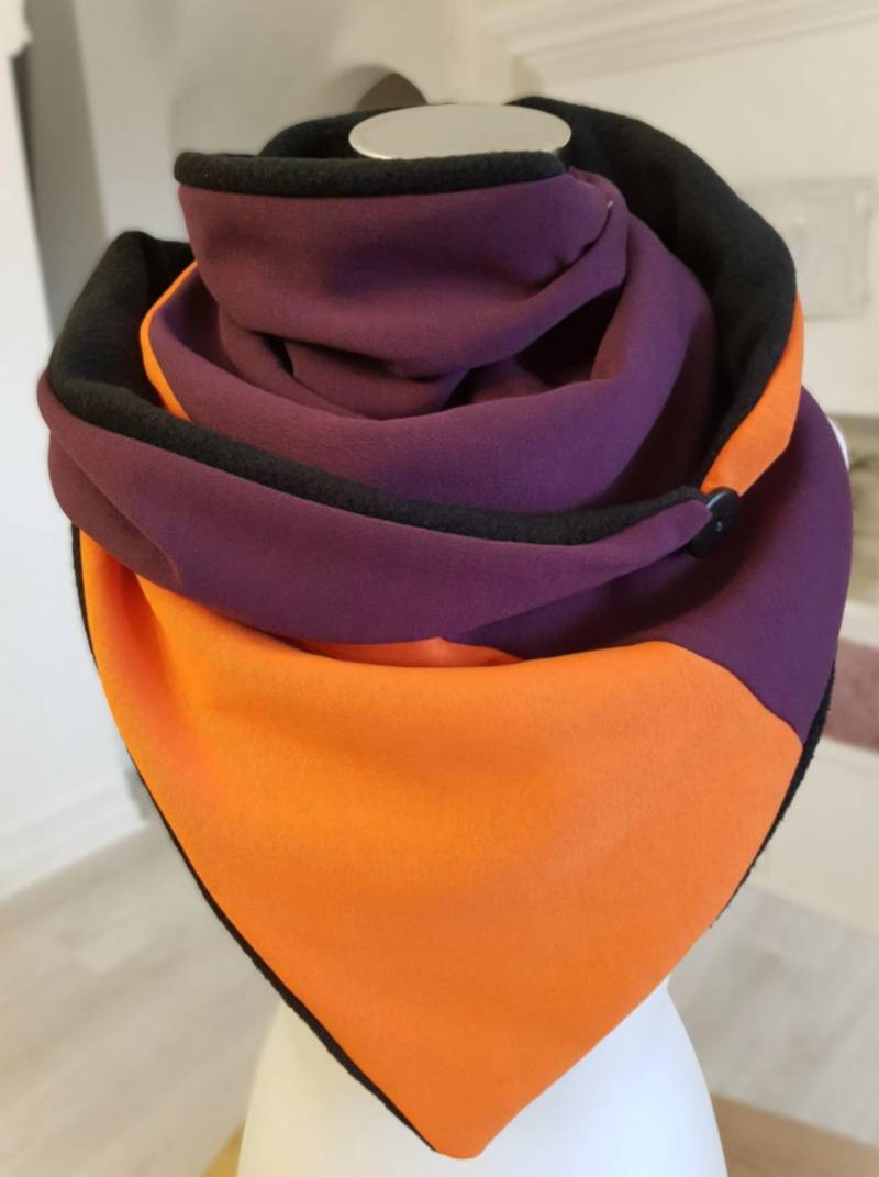 Wickelschal Aus Fleece Und Sweat in Orange Lila von SchenkenoderBehalten