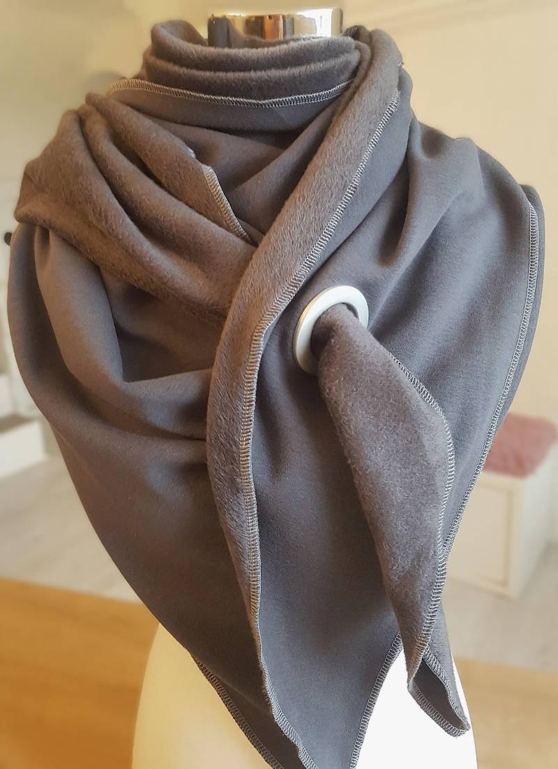 xxl-Schal Aus Alpenfleece in Grau Uni von SchenkenoderBehalten