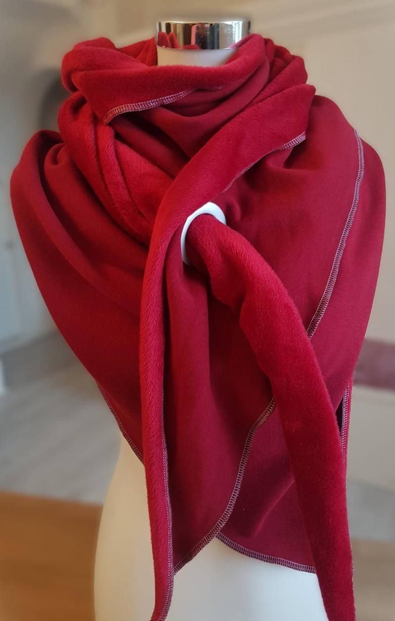 xxl-Schal Aus Alpenfleece in Rot Uni von SchenkenoderBehalten