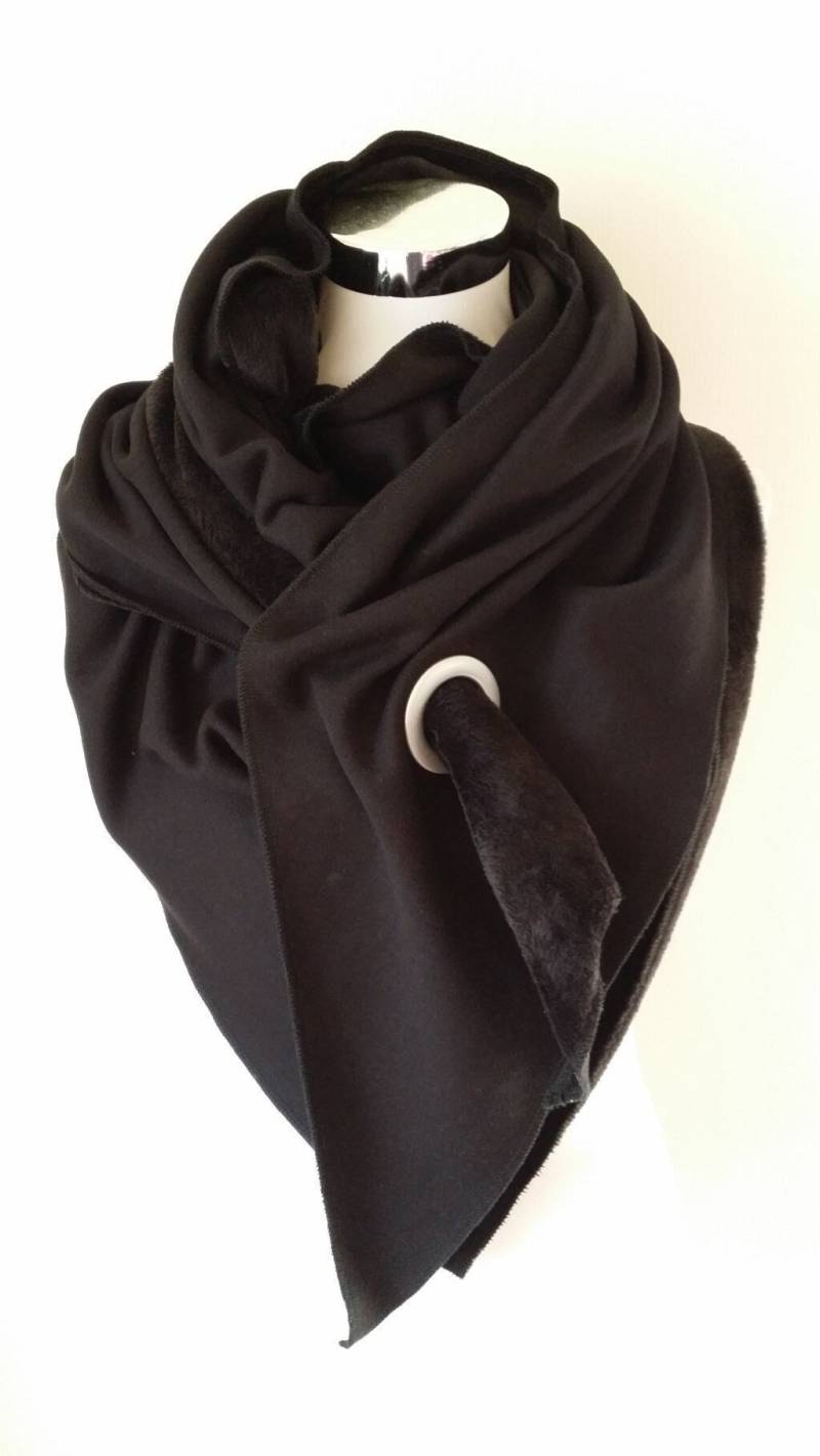 xxl-Schal Aus Alpenfleece in Schwarz Uni von SchenkenoderBehalten