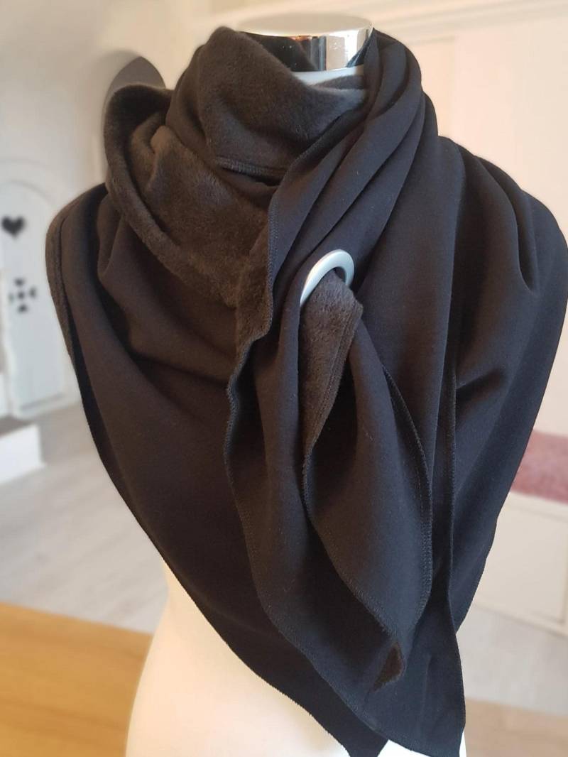 xxl-Schal Aus Alpenfleece in Schwarz Uni von SchenkenoderBehalten