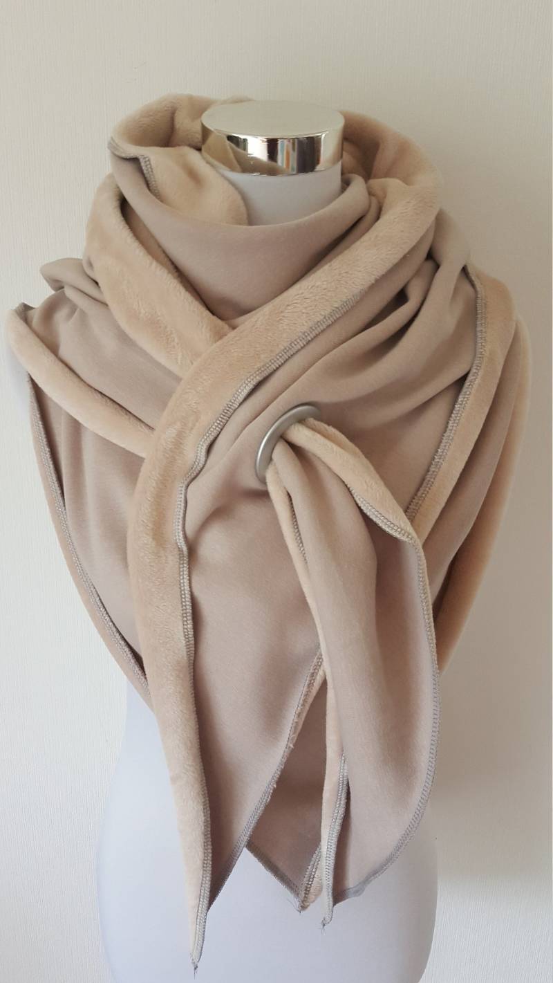 xxl-Schal Aus Alpenfleece in Uni Beige von SchenkenoderBehalten
