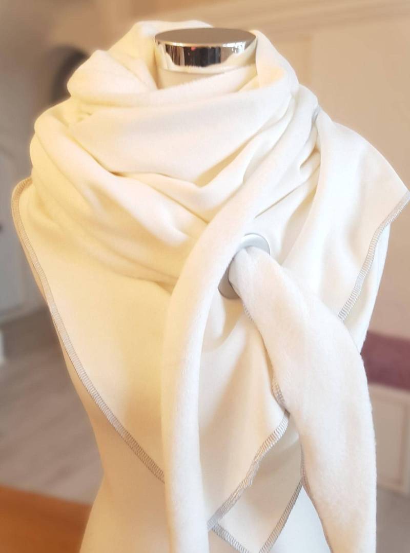 xxl-Schal Aus Alpenfleece in Weiß Uni von SchenkenoderBehalten