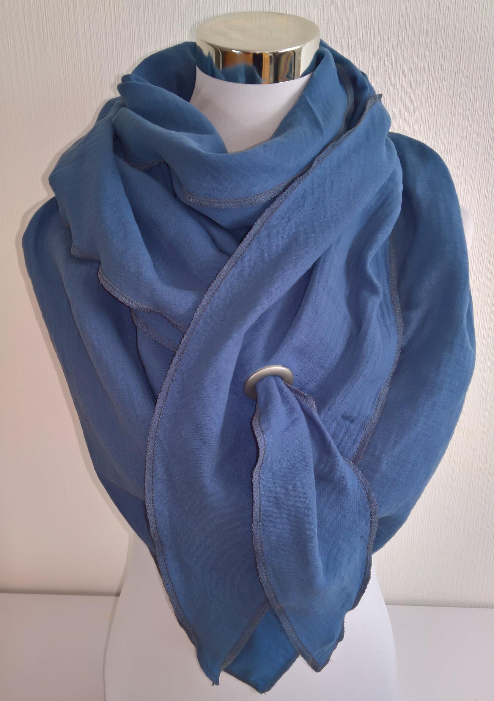 xxl Schal Aus Musselin in Blau Uni Für Frühjahr/Herbst von SchenkenoderBehalten