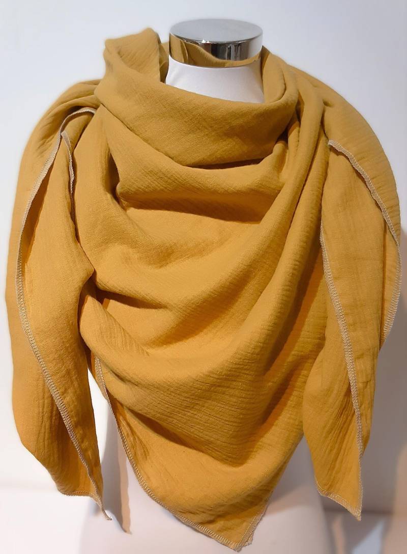 xxl Schal Aus Musselin in Gelb Uni Für Frühjahr/Herbst von SchenkenoderBehalten