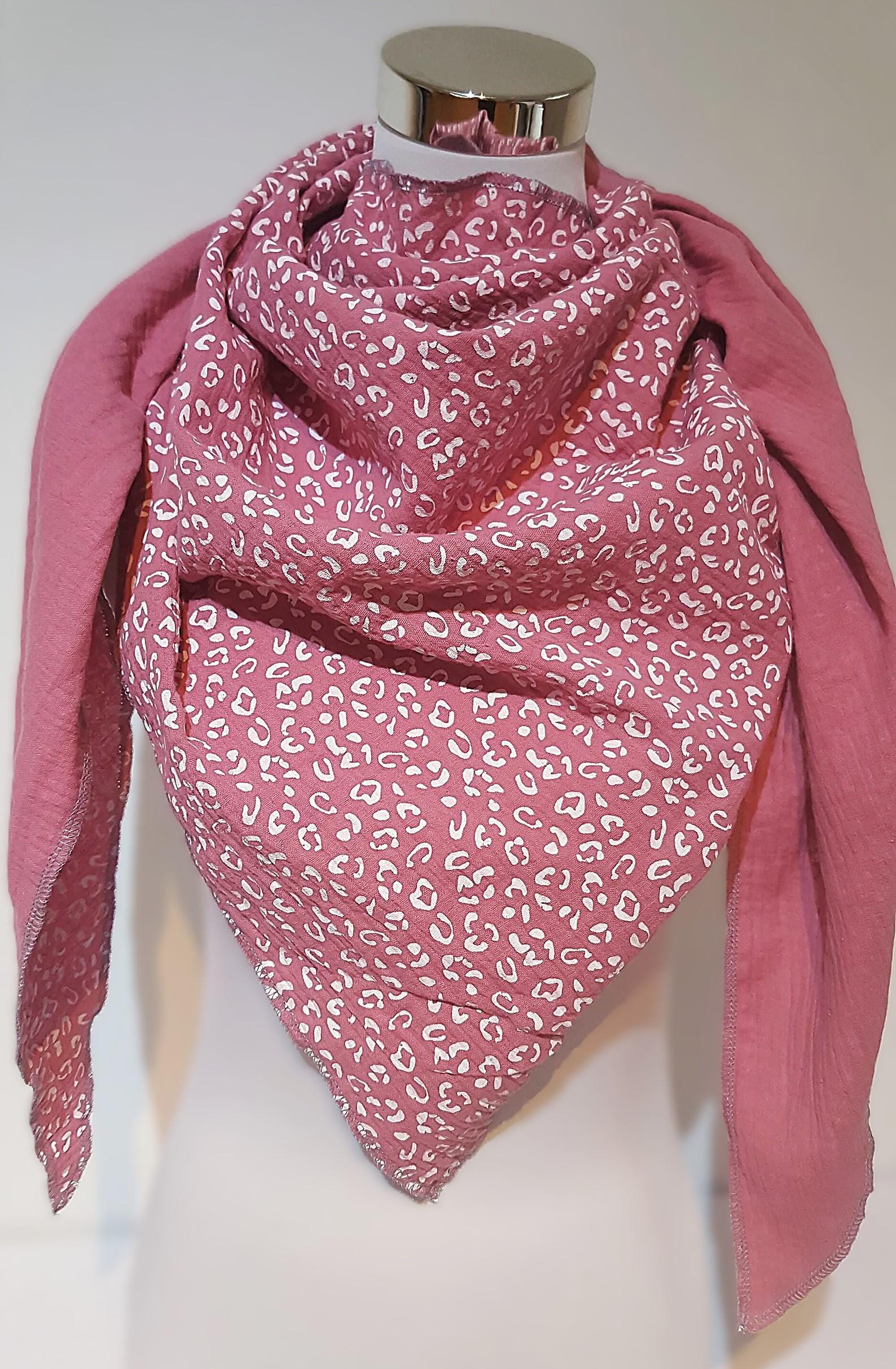 xxl-Schal Aus Musselin in Rosa Mit Leopardenmuster Für Frühjahr/Herbst von SchenkenoderBehalten