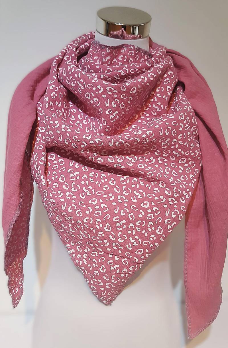 xxl-Schal Aus Musselin in Rosa Mit Leopardenmuster Für Frühjahr/Herbst von SchenkenoderBehalten