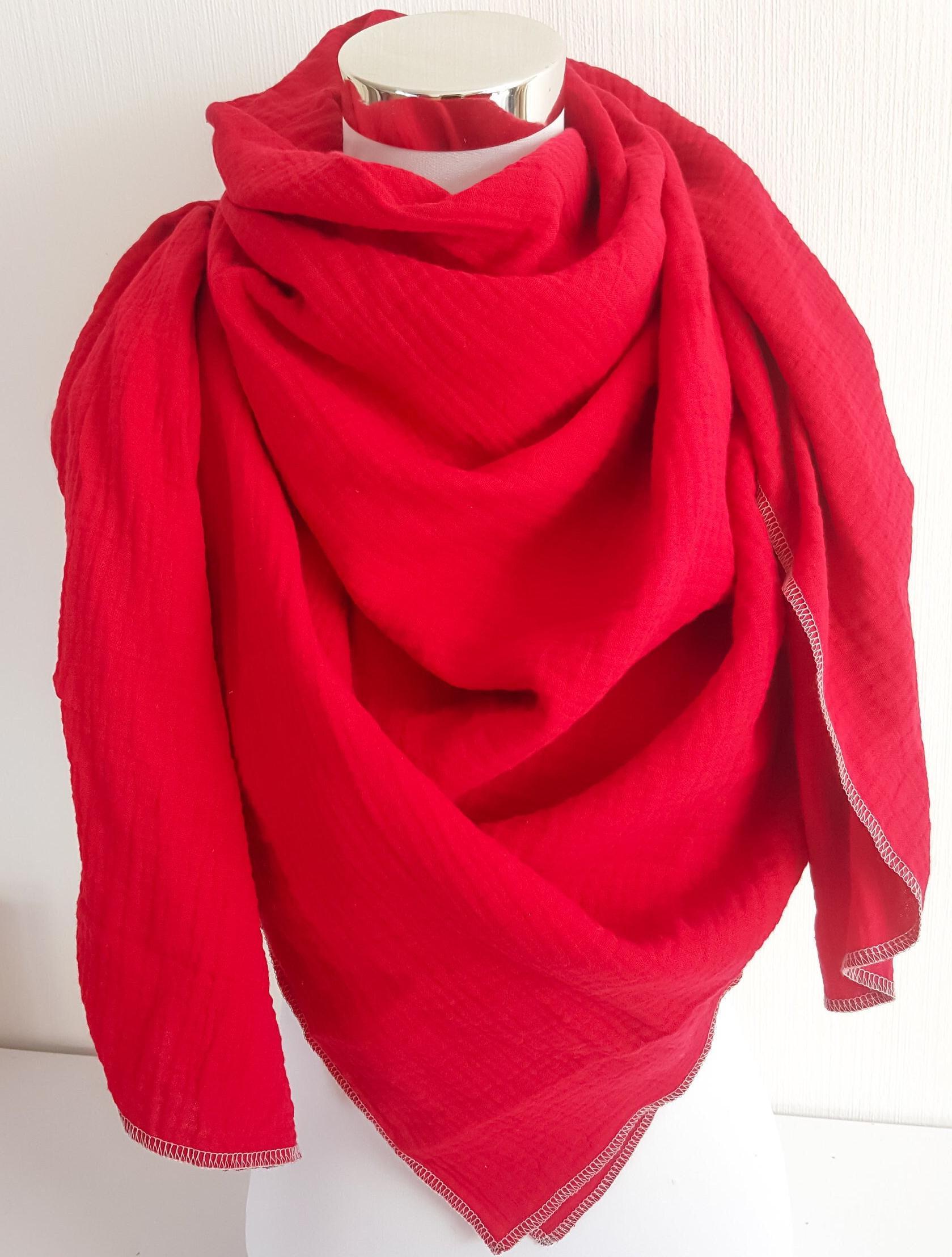 xxl Schal Aus Musselin in Rot Uni Für Frühjahr/Herbst von SchenkenoderBehalten