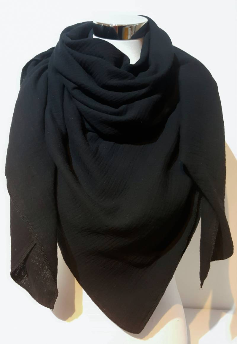 xxl Schal Aus Musselin in Schwarz Uni Für Frühjahr/Herbst von SchenkenoderBehalten