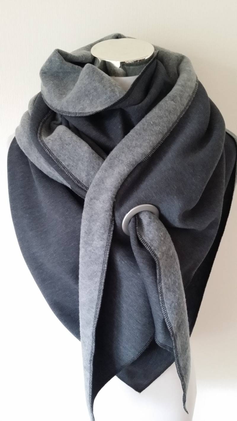 xxl-Schal Aus Wintersweat in Uni Blaugrau von SchenkenoderBehalten