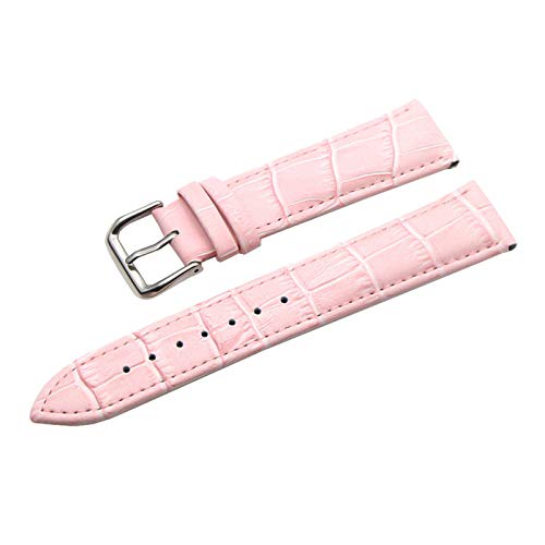 12-24mm echtes Leder atmungsaktiv Dornschließe Armband Wasserdicht Bambusmuster Uhrenarmband Ersatz Zubehör Rosa, 22mm von Scherry