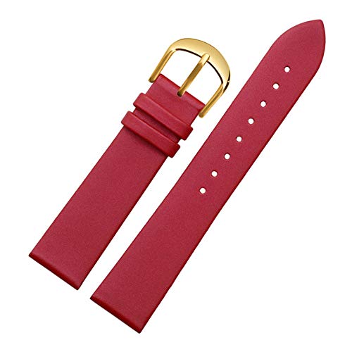 12.10/14/16/18/20mm seidige Oberfläche echtes Leder-Bügel Frauen einfach Dornschließe Armband Armband mit Quick Release Bar Red Armband mit Goldschnalle, 14mm von Scherry